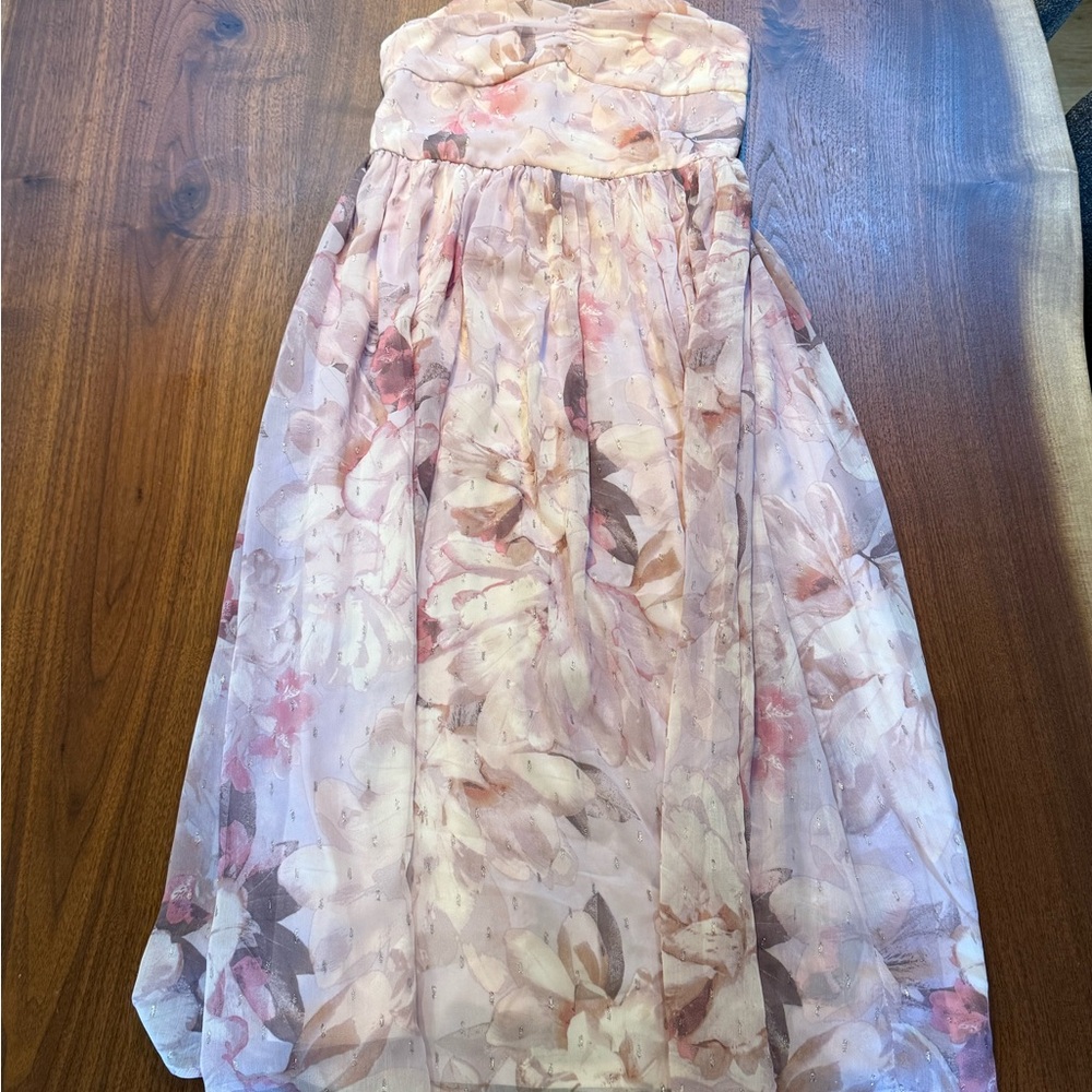 Zunie Floral Kids Formal Dress - Pink and Cream